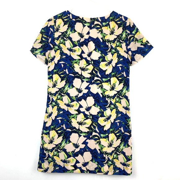 j crew blue floral shift dress 4 petite - Picture 2 of 6